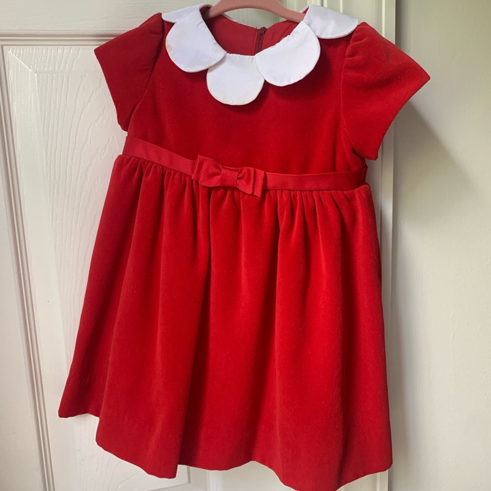 Red velvet Florence Eiseman dress with precious scalloped collar.  24 months
